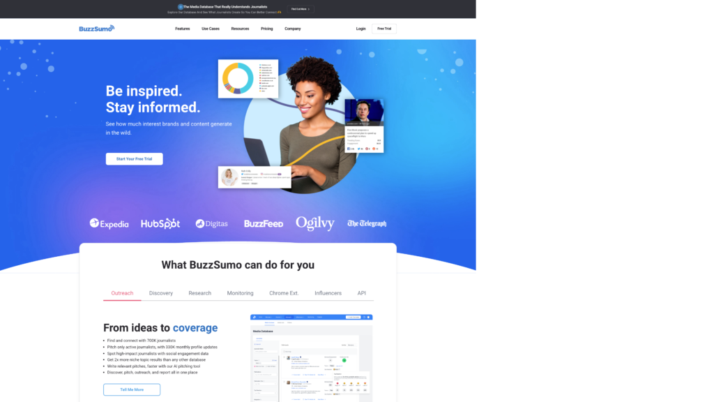 a screenshot of the buzzsumo homepage