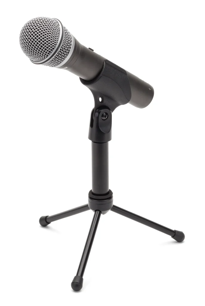 A picture of the Q2U podcast microphone